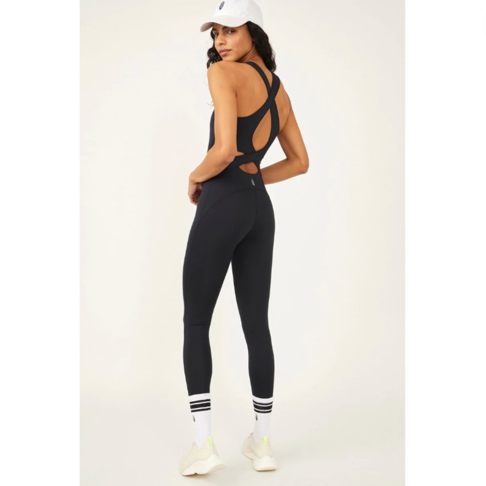 Free People Black Cross-Back Jumpsuit